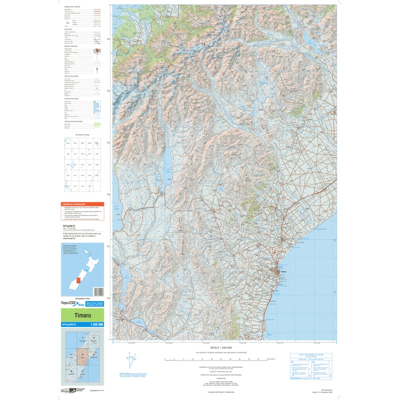 NZ Topo 250 Map 22 - Timaru