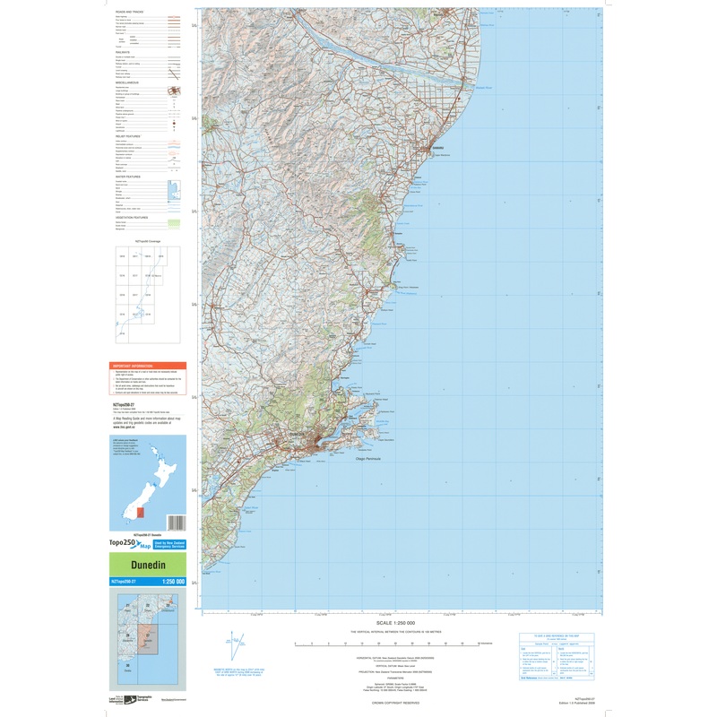 NZ Topo 250 Map 27 - Dunedin