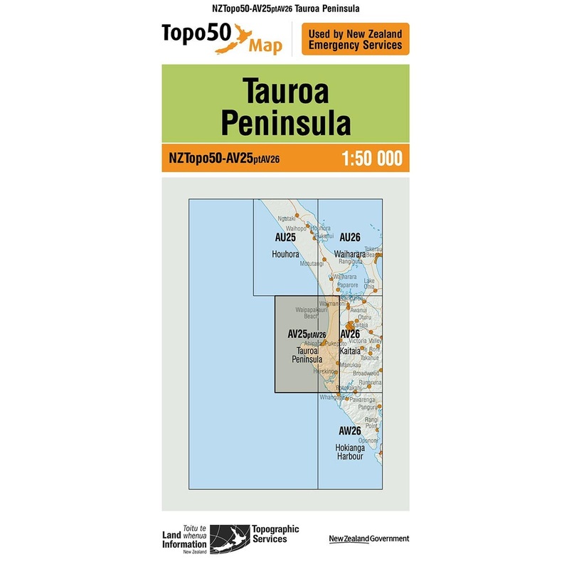NZ Topo 50 Map AV25 Tauroa Peninsula