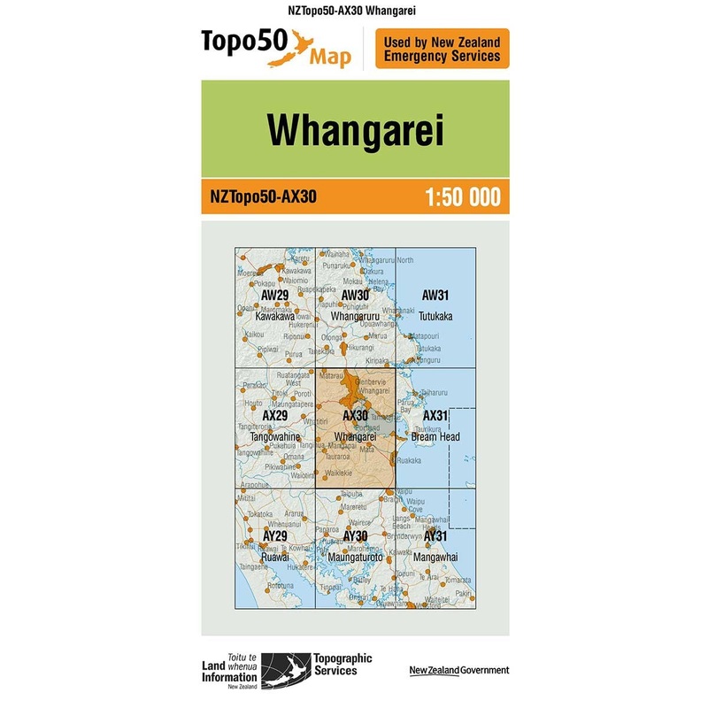 NZ Topo 50 Map AX30 Whangarei