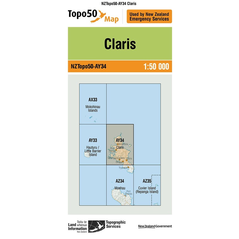 NZ Topo 50 Map AY34 Claris