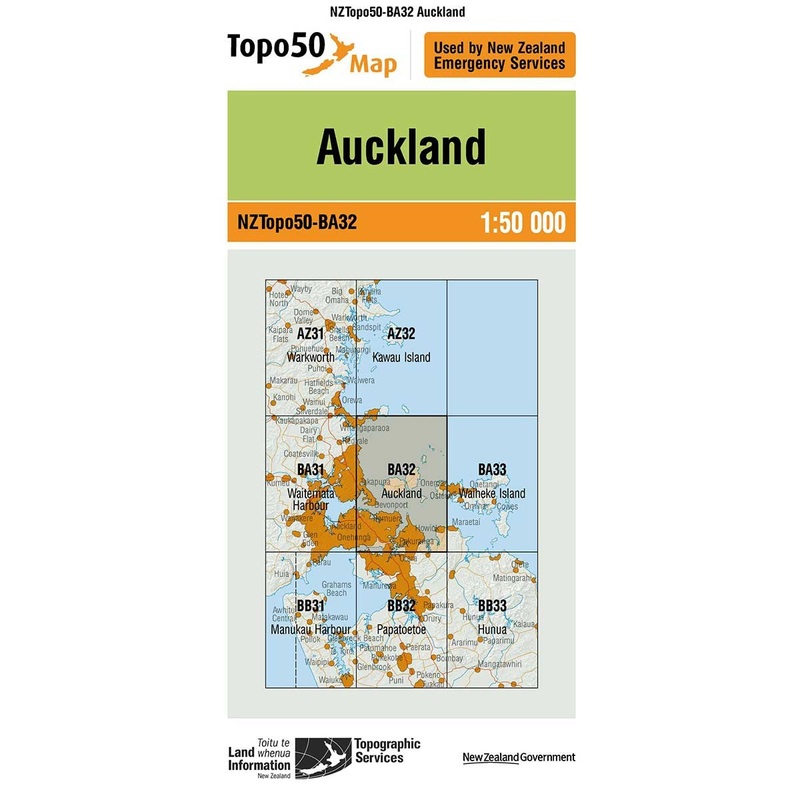 NZ Topo 50 Map BA32 Auckland