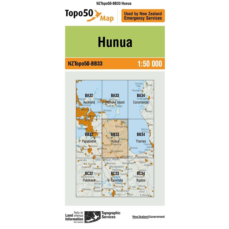 NZ Topo 50 Map BB33 Hunua