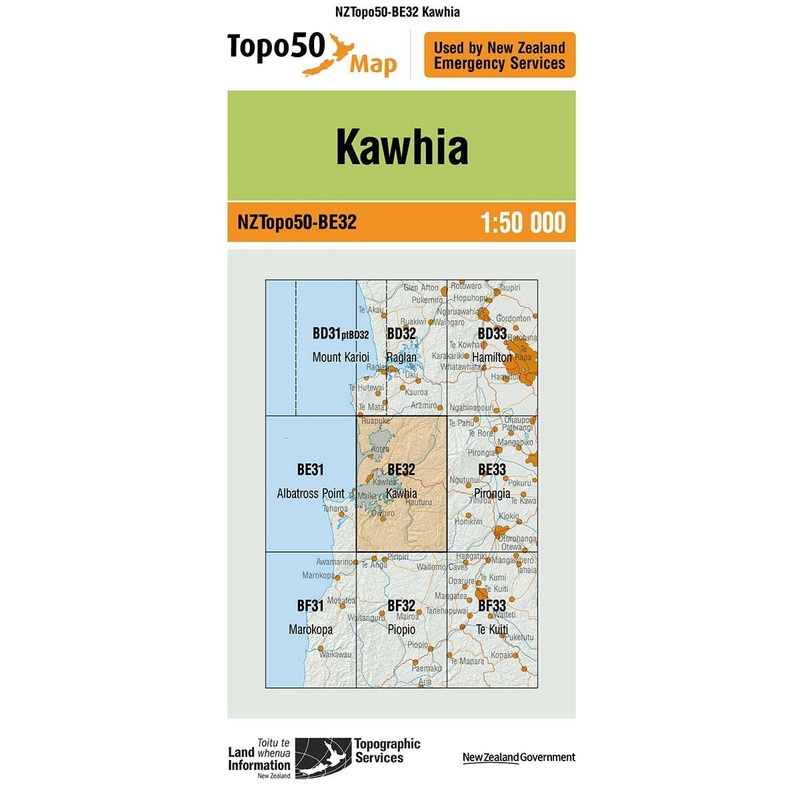 NZ Topo 50 Map BE32 Kawhia