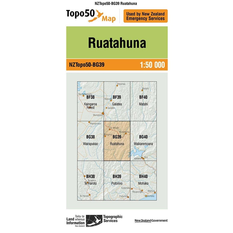 NZ Topo 50 Map BG39 Ruatahuna