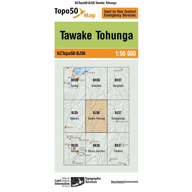 NZ Topo 50 Map BJ36 Tawake Tohunga
