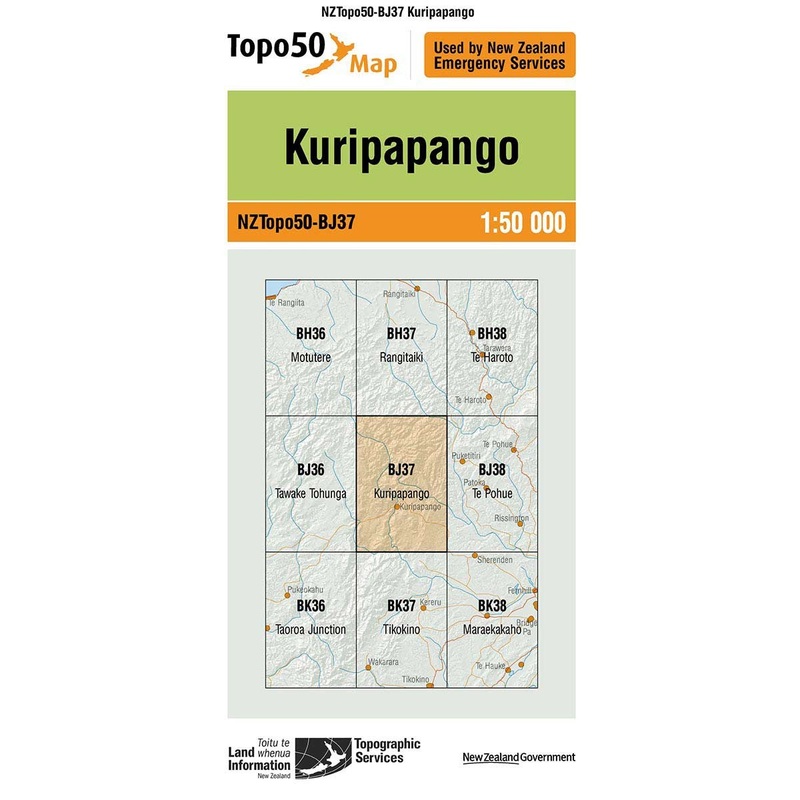 NZ Topo 50 Map BJ37 Kuripapango