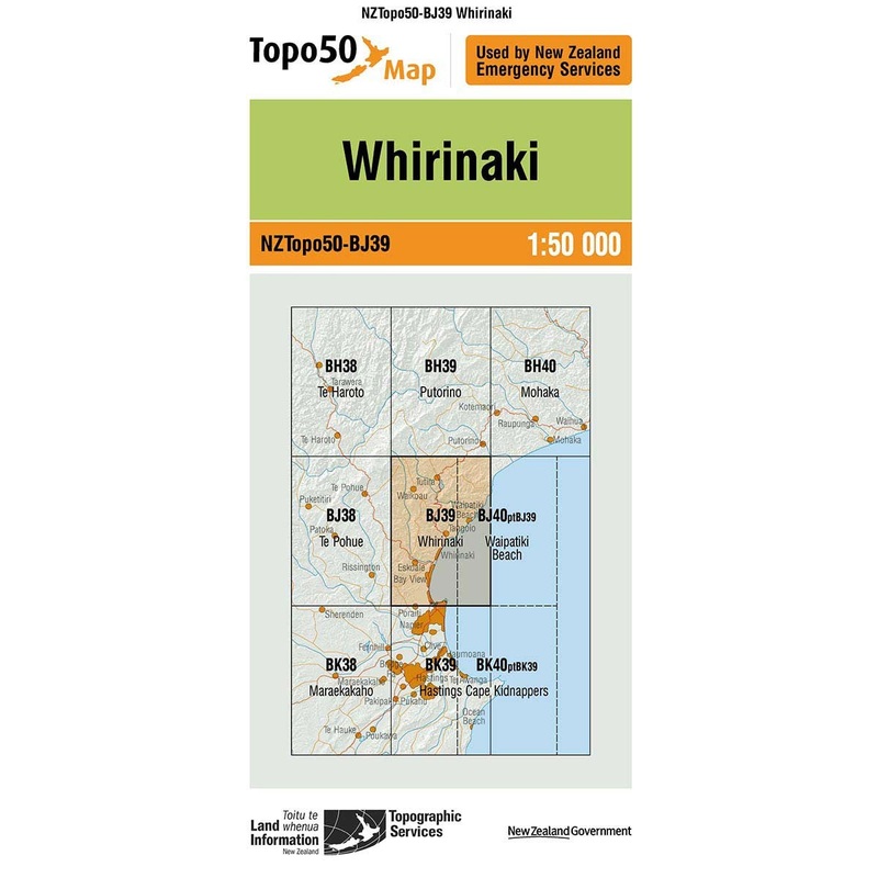 NZ Topo 50 Map BJ39 Whirinaki