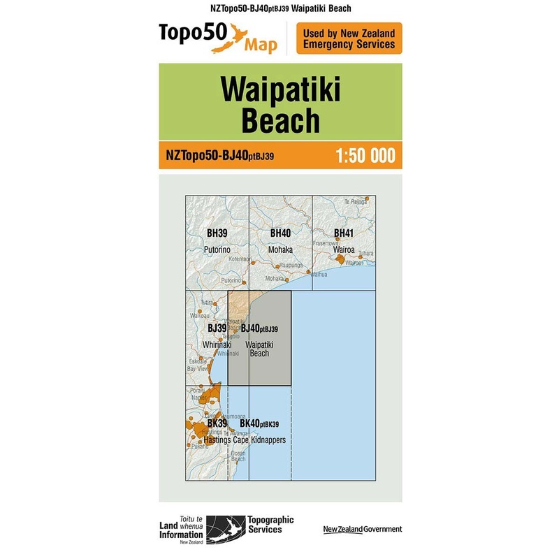 NZ Topo 50 Map BJ40 Waipatiki Beach