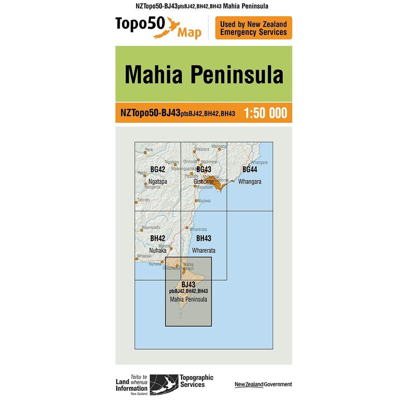 NZ Topo 50 Map BJ43 Mahia Peninsula