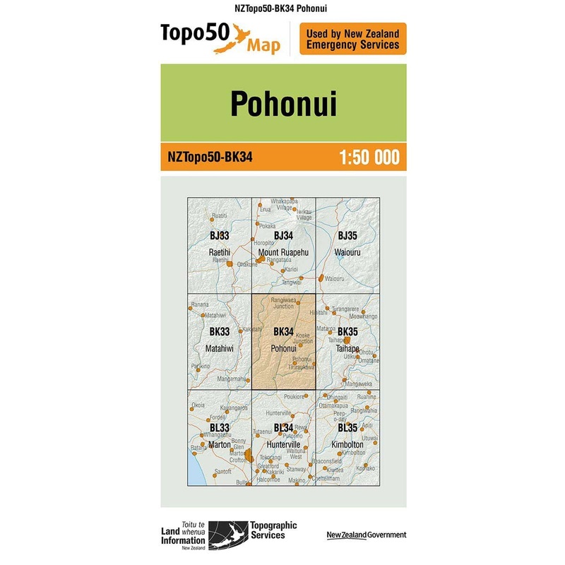NZ Topo 50 Map BK34 Pohonui