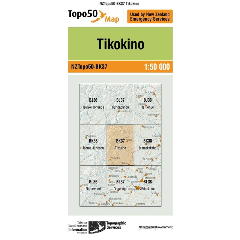 NZ Topo 50 Map BK37 Tikokino