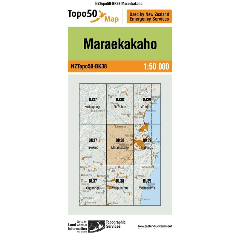 NZ Topo 50 Map BK38 Maraekakaho