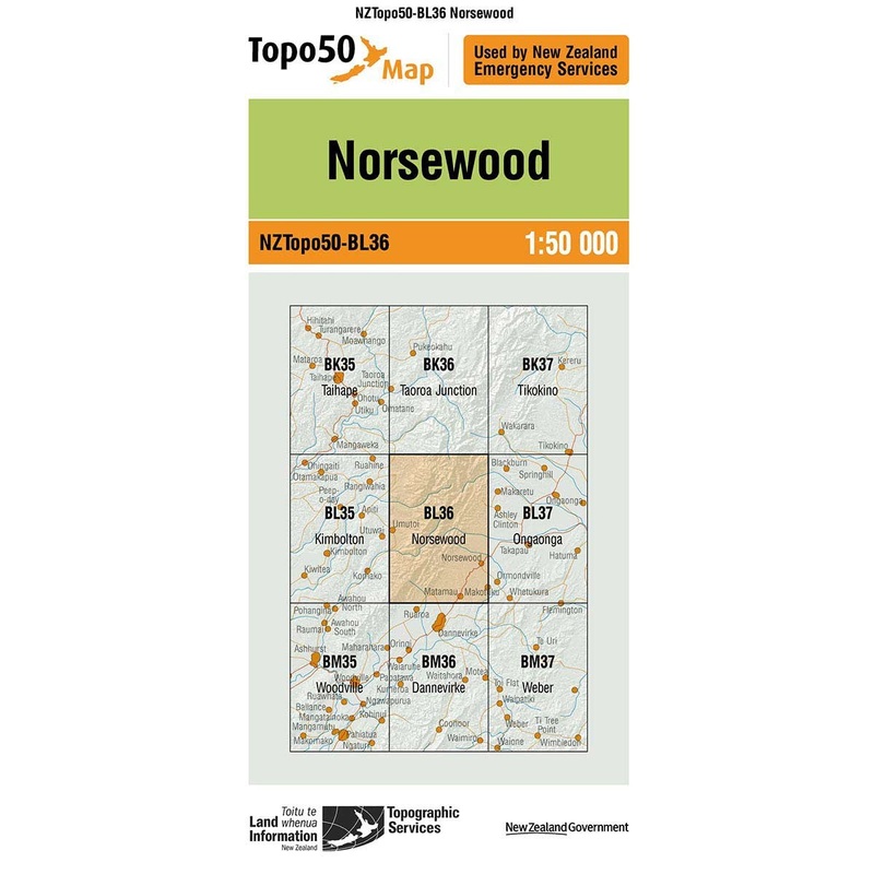 NZ Topo 50 Map BL36 Norsewood
