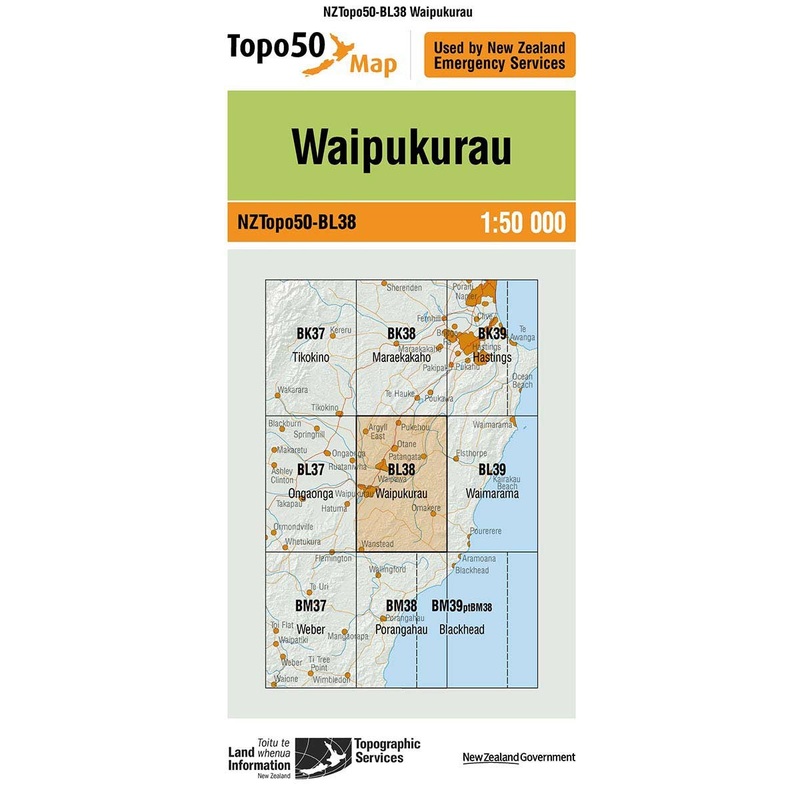 NZ Topo 50 Map BL38 Waipukurau