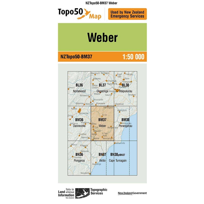 NZ Topo 50 Map BM37 Weber