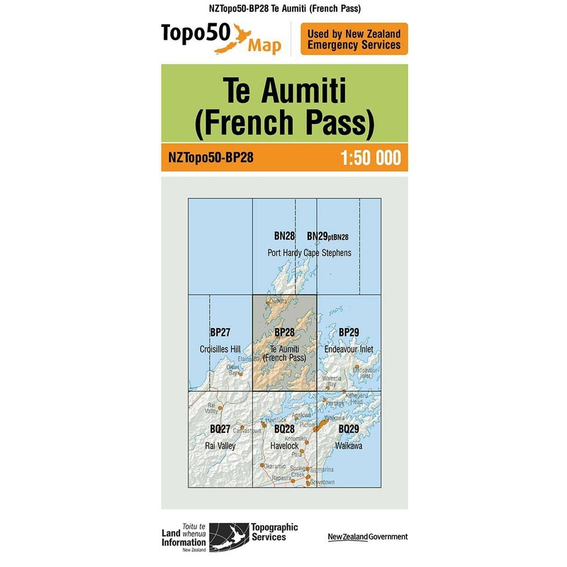 NZ Topo 50 Map BP28 French Pass
