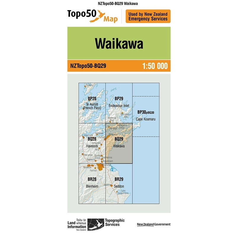 NZ Topo 50 Map BQ29 Waikawa
