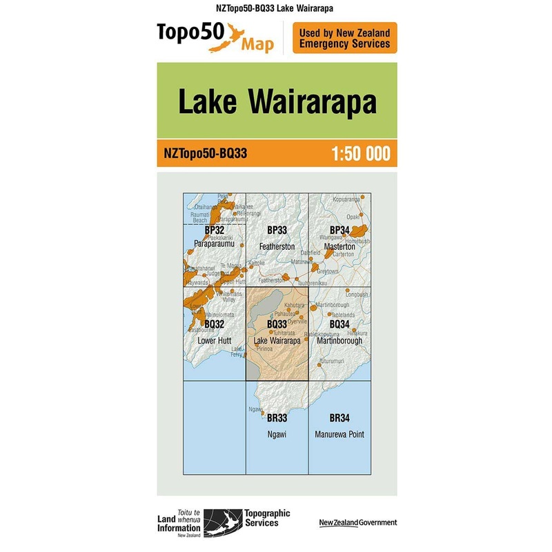 NZ Topo 50 Map BQ33 Lake Wairarapa