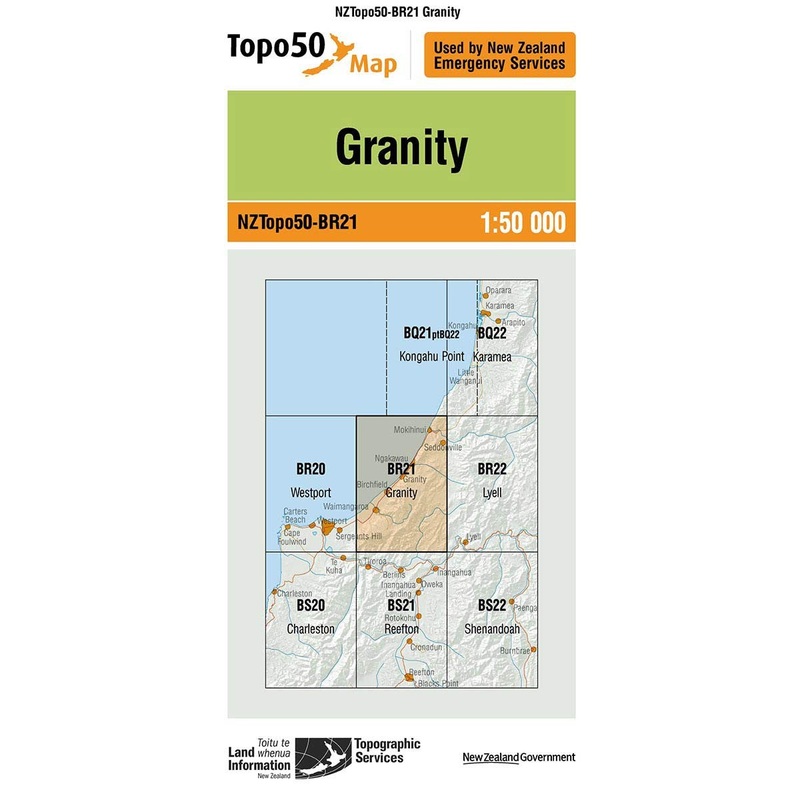 NZ Topo 50 Map BR21 Granity