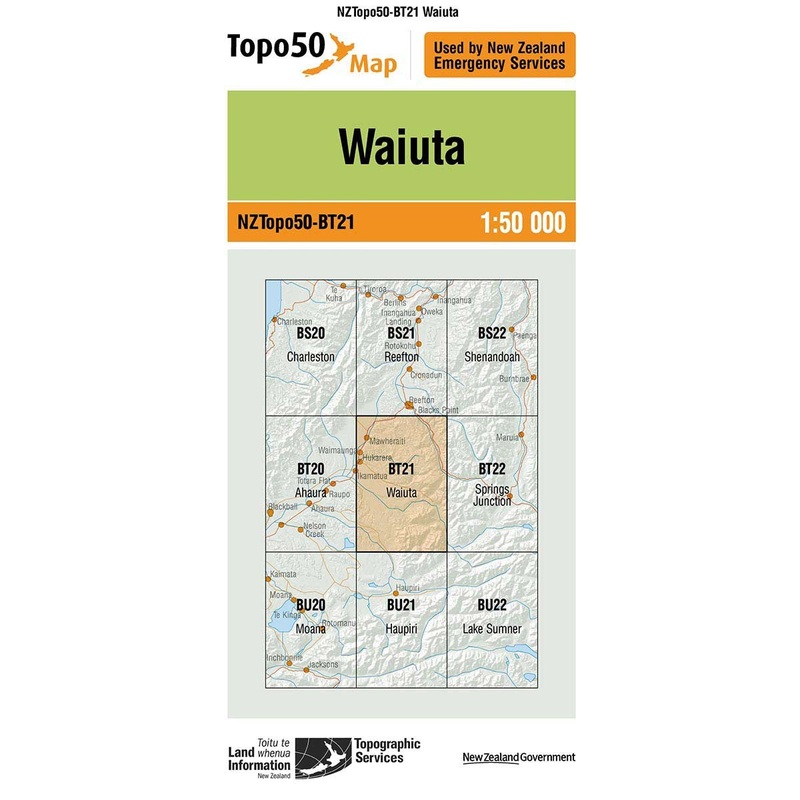 NZ Topo 50 Map BT21 Waiuta