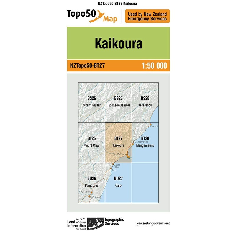 NZ Topo 50 Map BT27 Kaikoura
