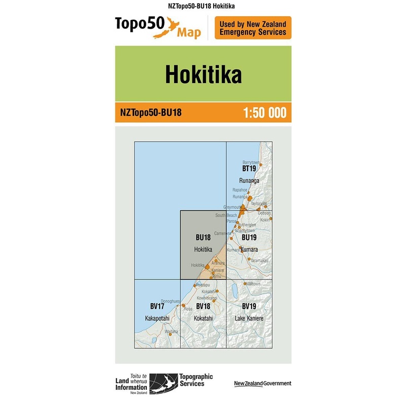 NZ Topo 50 Map BU18 Hokitika