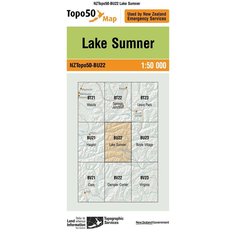 NZ Topo 50 Map BU22 Lake Sumner