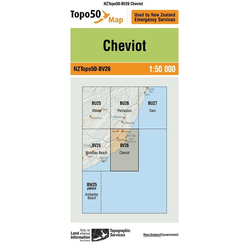 NZ Topo 50 Map BV26 Cheviot