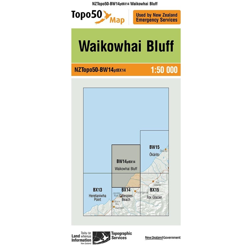NZ Topo 50 Map BW14 Waikowhai Bluff