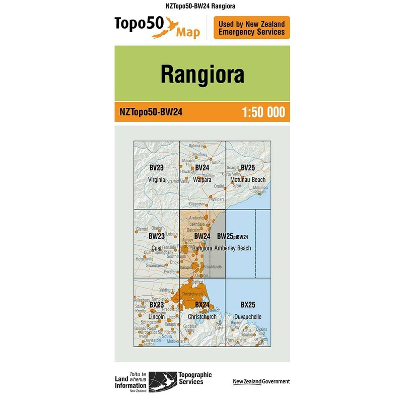 NZ Topo 50 Map BW24 Rangiora