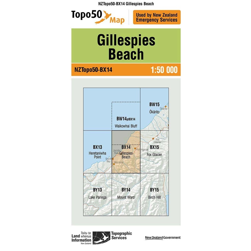 NZ Topo 50 Map BX14 Gillespies Beach