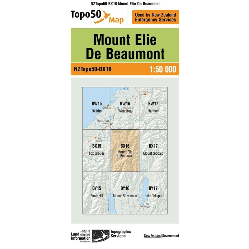 NZ Topo 50 Map BX16 Mount Elie De Beaumont