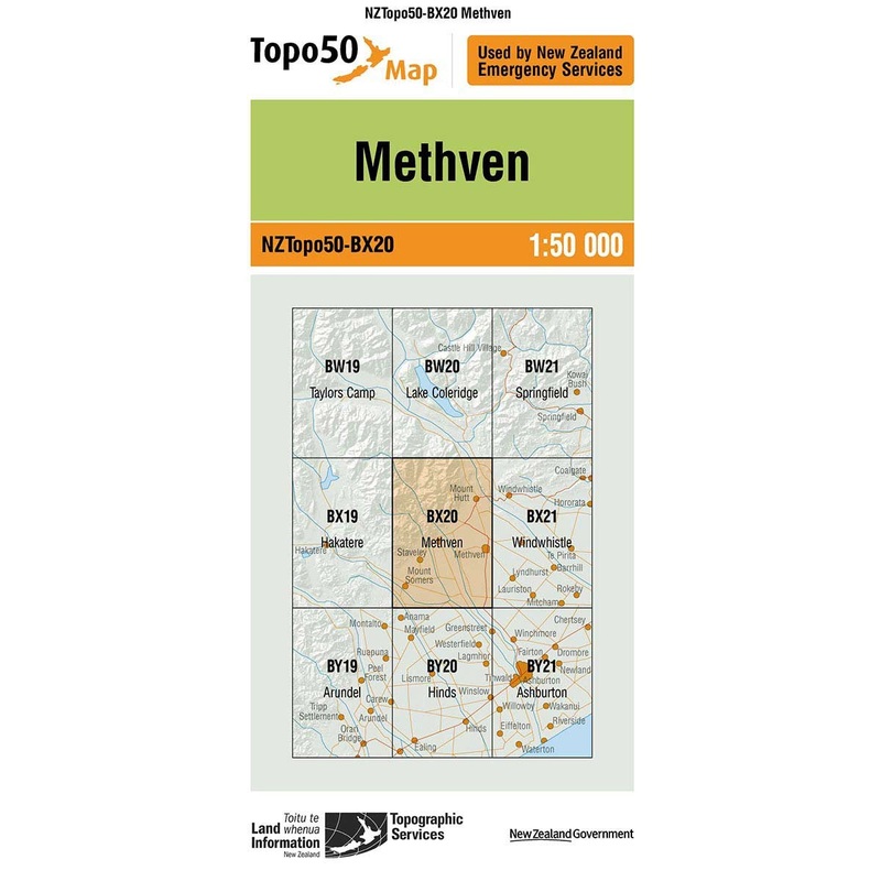 NZ Topo 50 Map BX20 Methven