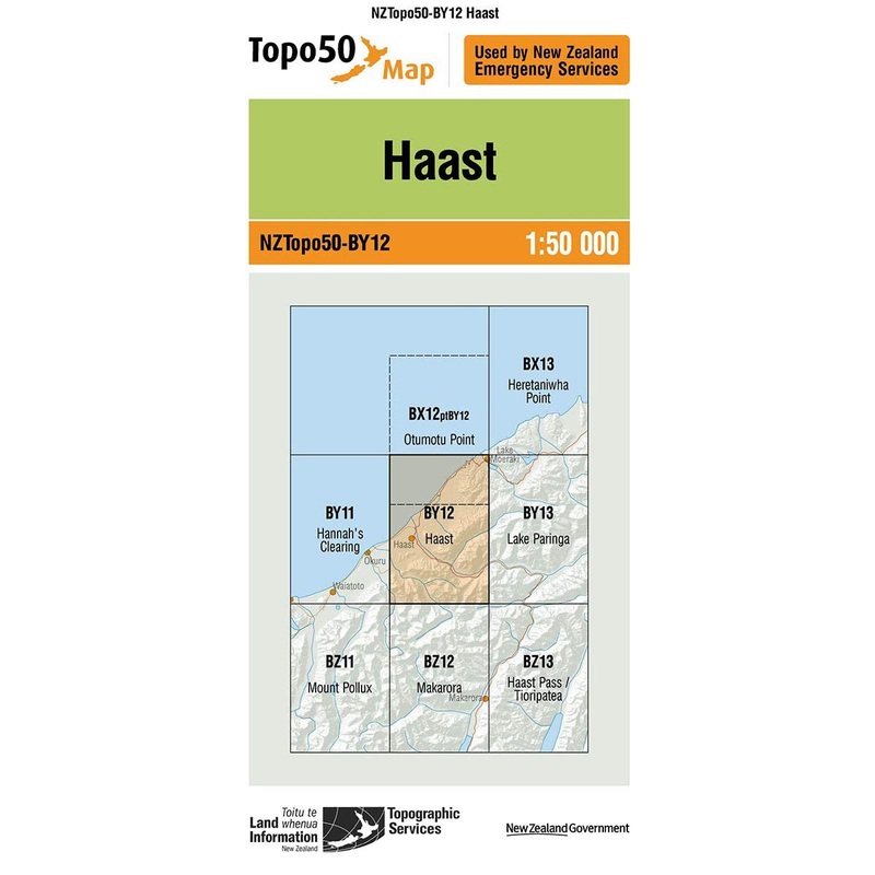 NZ Topo 50 Map BY12 Haast