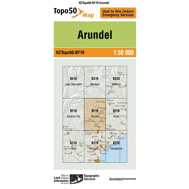 NZ Topo 50 Map BY19 Arundel