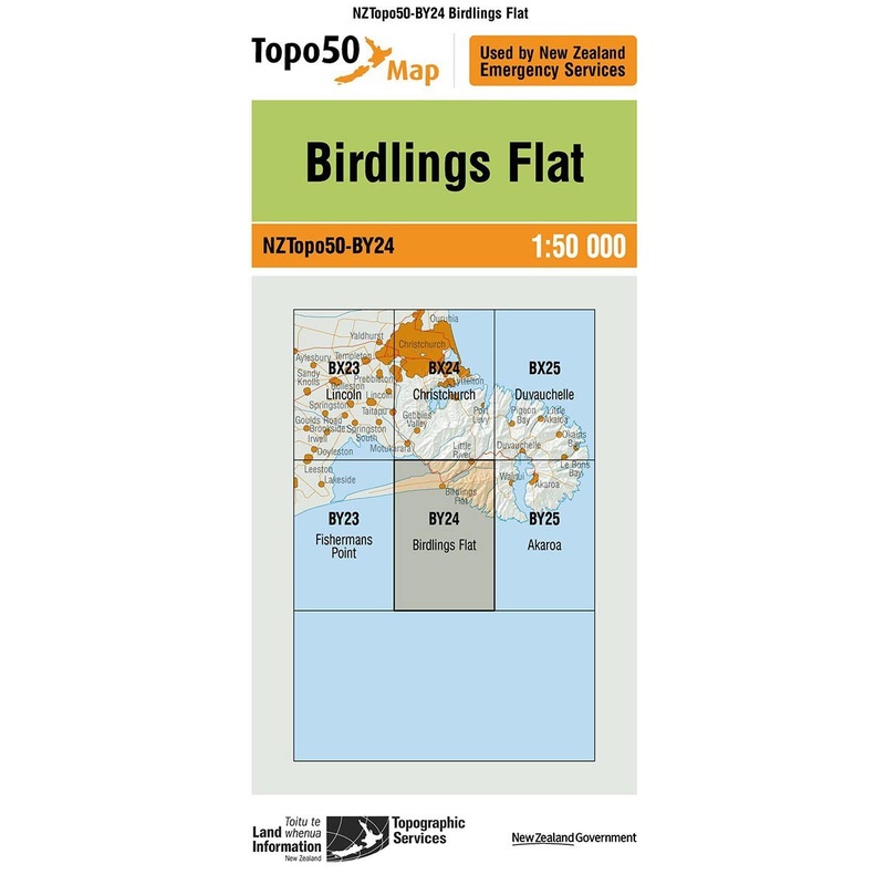 NZ Topo 50 Map BY24 Birdlings Flat
