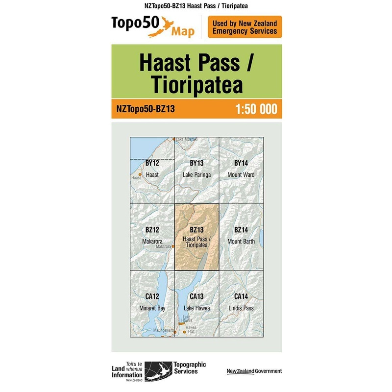 NZ Topo 50 Map BZ13 Haast Pass / Tioripatea