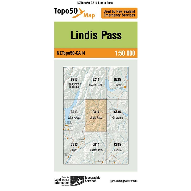 NZ Topo 50 Map CA14 Lindis Pass