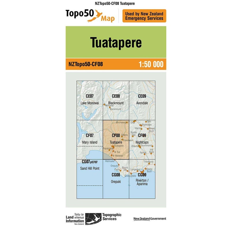 NZ Topo 50 Map CF08 Tuatapere