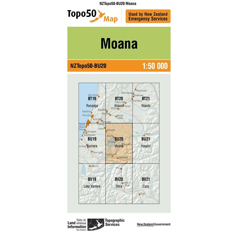 NZ Topo 50 Map BU20 Moana