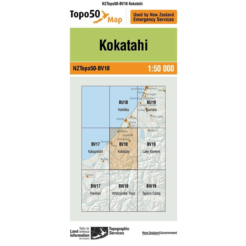 NZ Topo 50 Map BV18 Kokatahi