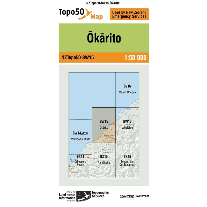 NZ Topo 50 Map BW15 Okarito