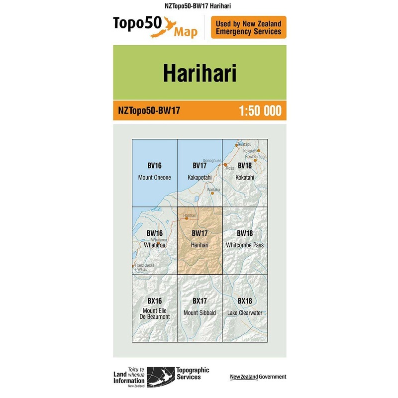 NZ Topo 50 Map BW17 Harihari