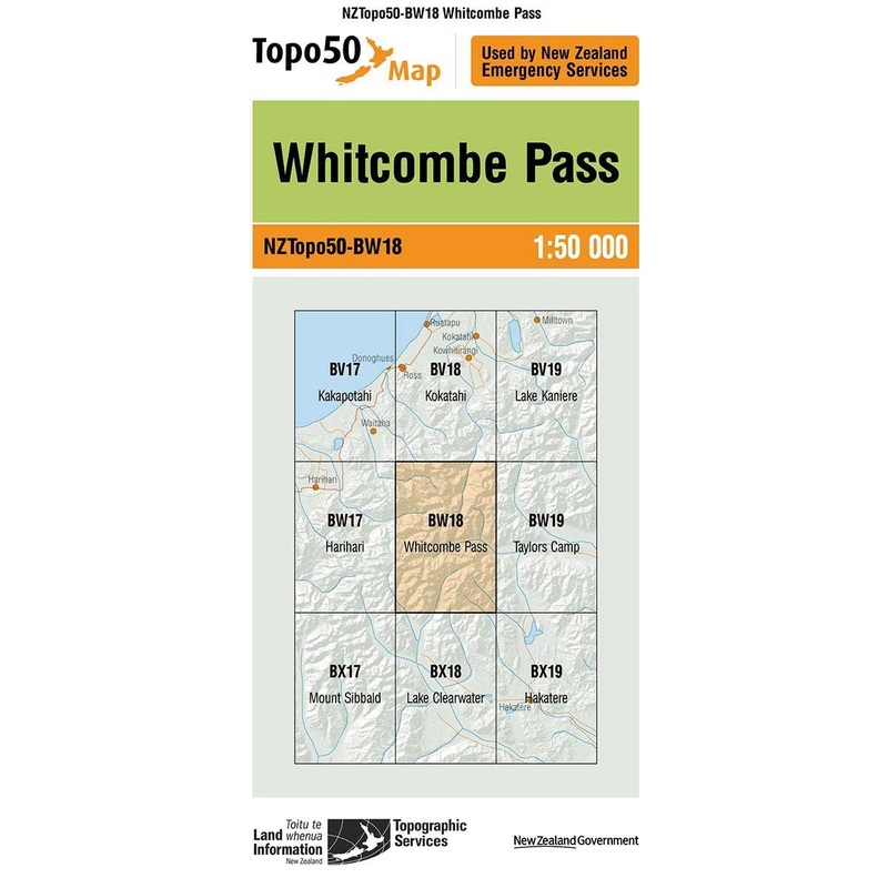 NZ Topo 50 Map BW18 Whitcombe Pass