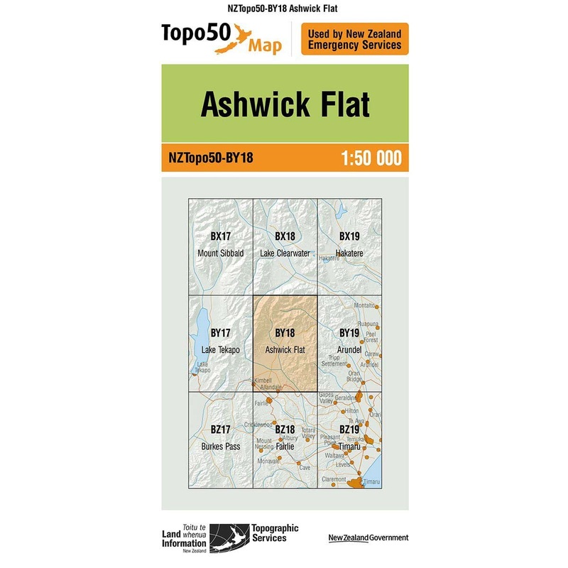 NZ Topo 50 Map BY18 Ashwick Flat