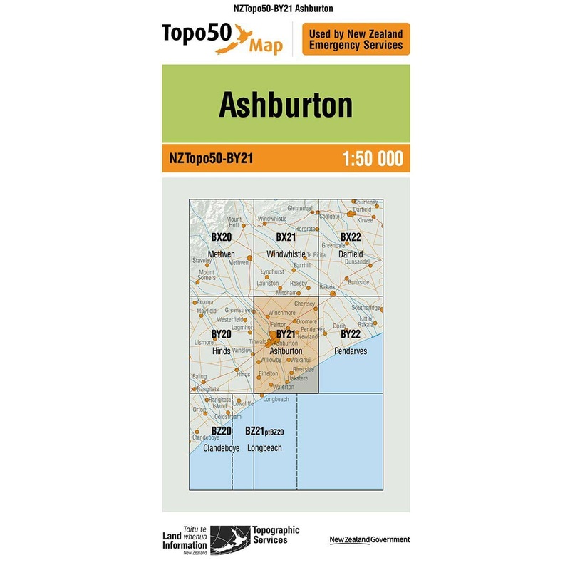 NZ Topo 50 Map BY21 Ashburton