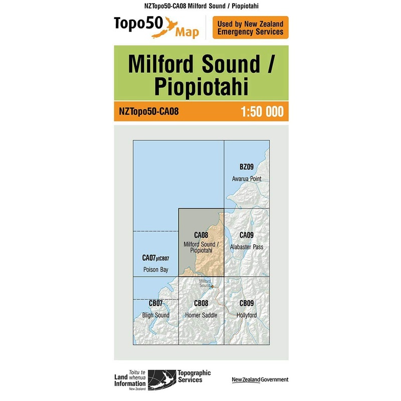 NZ Topo 50 Map CA08 Milford Sound / Piopiotahi
