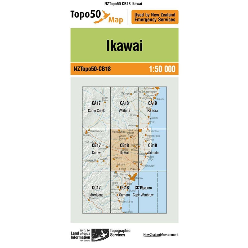 NZ Topo 50 Map CB18 Ikawai